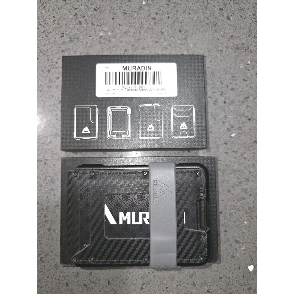 Muradin‎ Men's Tactical Bifold Wallet RFID Blocking with band closure 4.25" x 3"